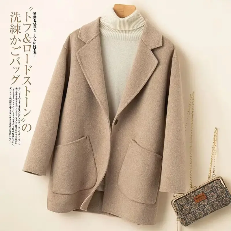 2024 High-Quality Autumn and Winter Double Sided Woolen Coat Women New Fashion Loose Wool Jacket Clothes Female Slim Outerwear