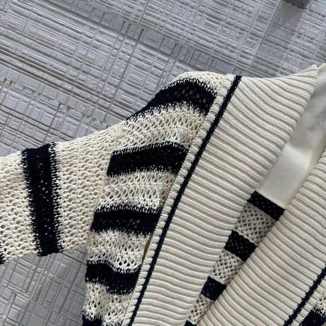 2024 New Autumn Fashion Heavy Cotton Knitted Long Cardigans Women Robe Style V-neck Long Sleeve Stripes Pattern Belt Sweater