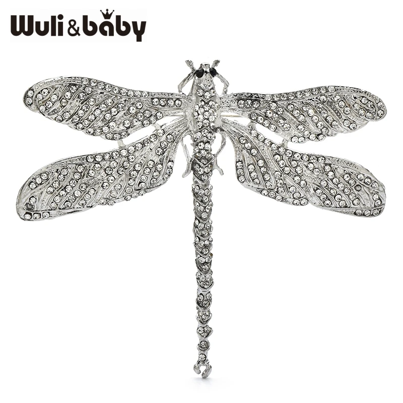 

Wuli&baby Charming Huge Dragonfly Brooches Rhinestone Shining Insects Brooch For Women's Clothes Winter Coat Pins Gifts
