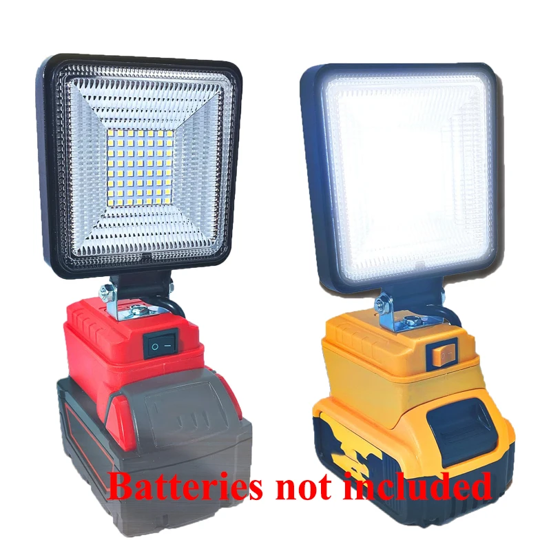 

Беспроводной прожектор со светодиодной подсветкой и двумя портами USB для литий-ионной батареи Makita/DeWalt/Milwaukee 18/20 В для экстренных ситуаций