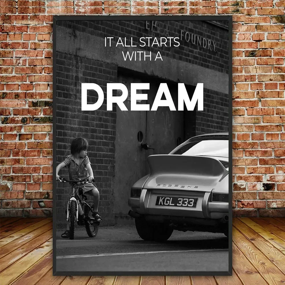 Chase Your Dreams Luxury Super Sports Cars Posters Print on Canvas Wall Art Motivational Picture for Man Cave Bedroom Home Decor