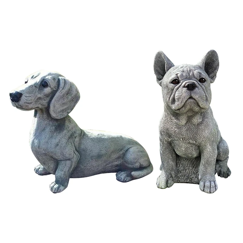 

Statue Garden Decoration Dog Resin Decoration Dachshund & French Bulldog Sculpture Home Ornaments