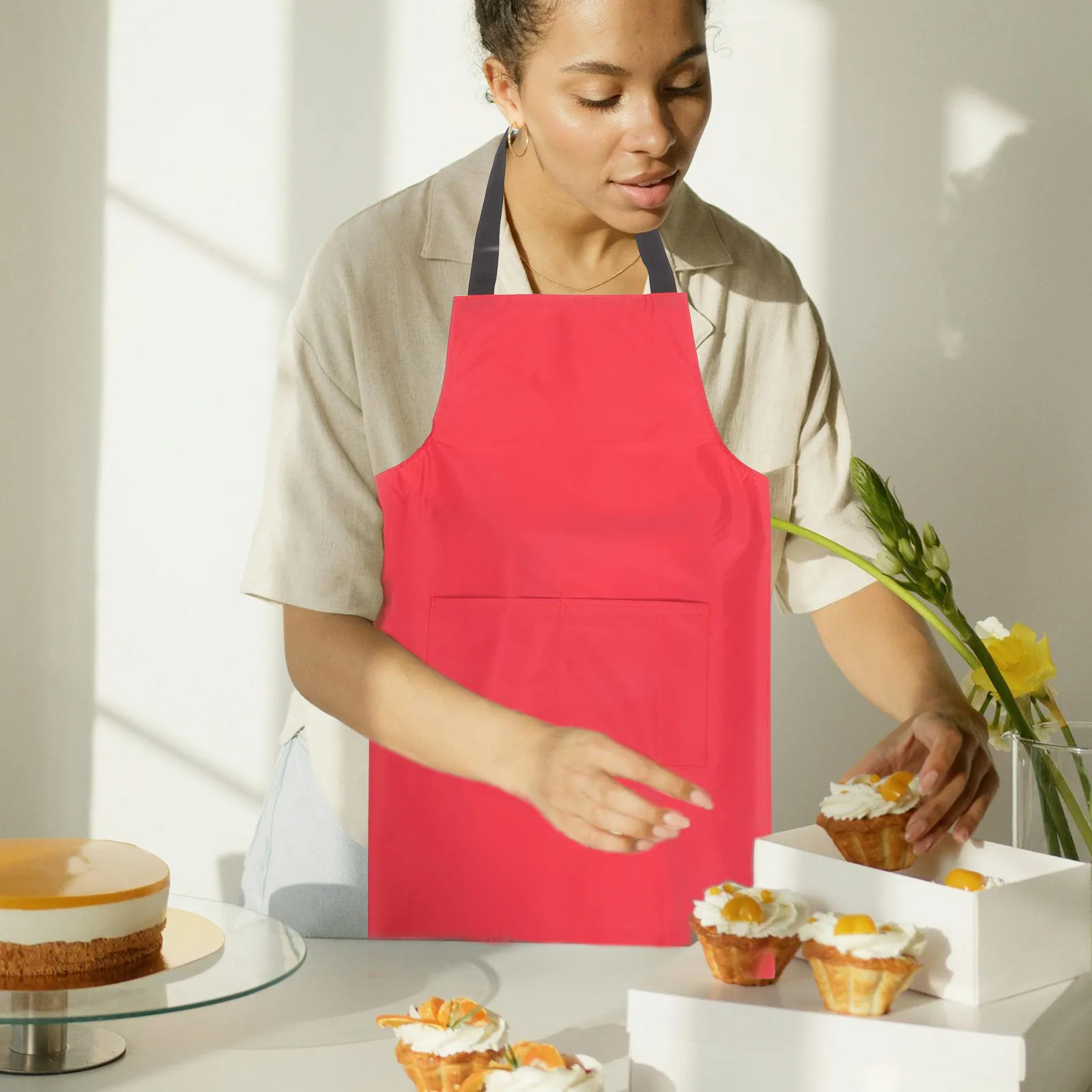 

Waterproof Apron PVC Material Large Coverage Cooking Kitchen Men Women Dishwasher Servers Laundry Bib