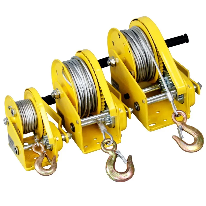 1200 Pounds 5m Wirerope Hand Operated Winch Bidirectional Self-locking Small Portable Winch Manual Traction Hoist Winch Crane