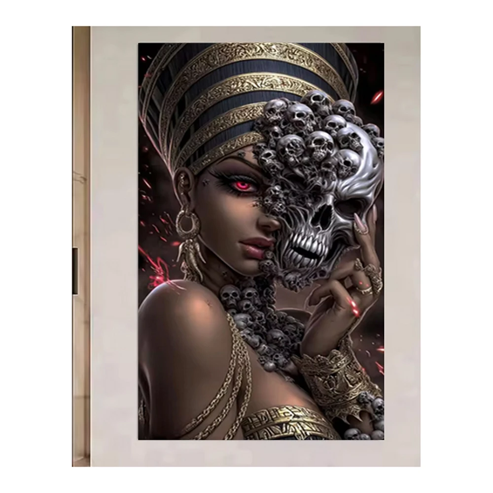 

Ancient Egyptian Queen And Skull Diamond Art Kits For Adults, Full Drill Diamond Painting Kits For Beginners Gem Art Painting