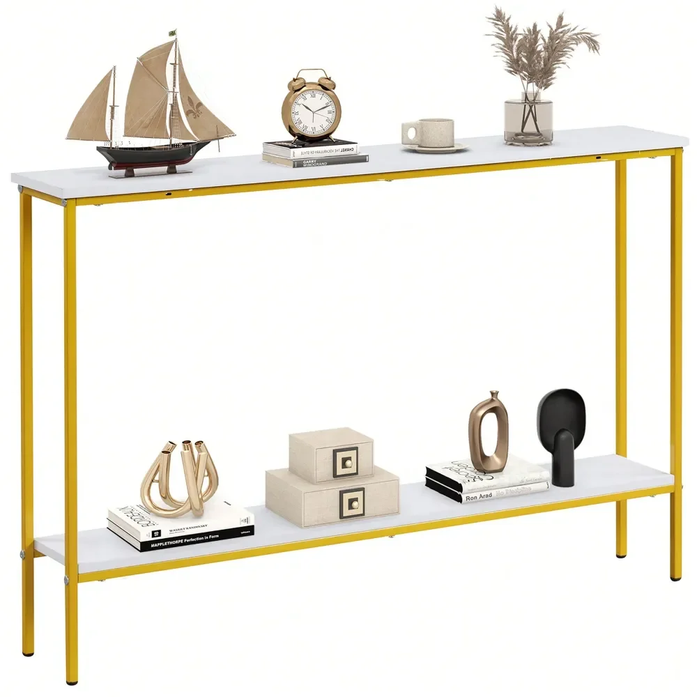 44 Narrow Entryway Table Console Table W Shelf Dual AntiTipping Kits White