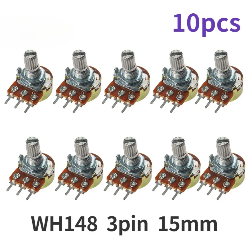 Kit de potentiomètres linéaires avec kg et rondelles, WH148, 15mm, 3 broches, 1K, 2K, 5K, 10K, 20K, 50K, 100K, 200K, 250K, 1M, 10 pièces