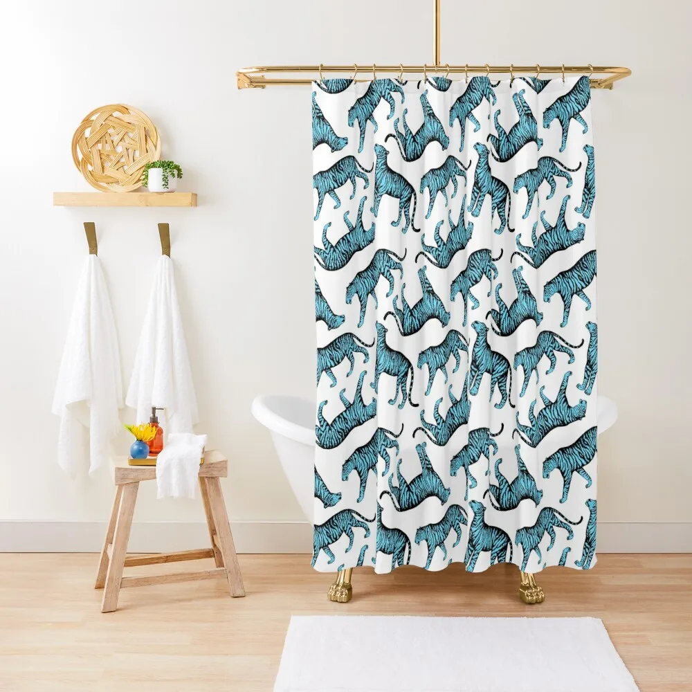 

Tigers (White and Blue) Shower Curtain For Shower Set For Bathroom Bathroom Box Curtain