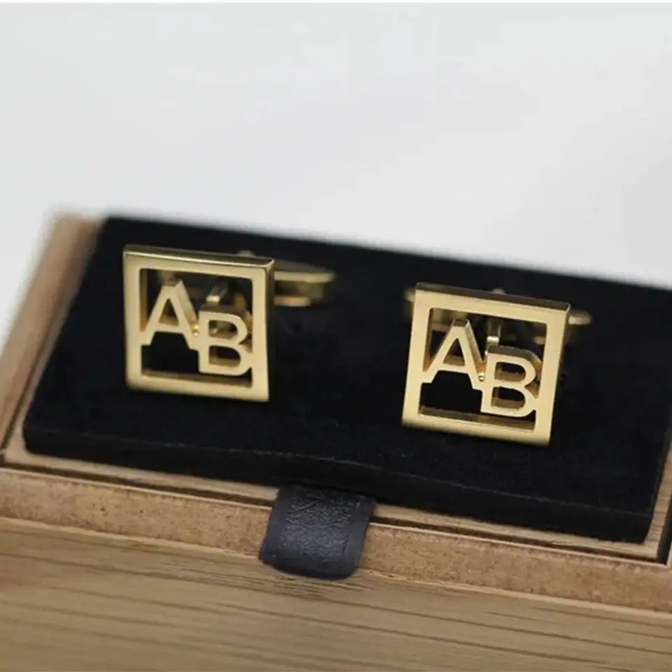 

Chinese factory initial letter square shape cufflinks for men