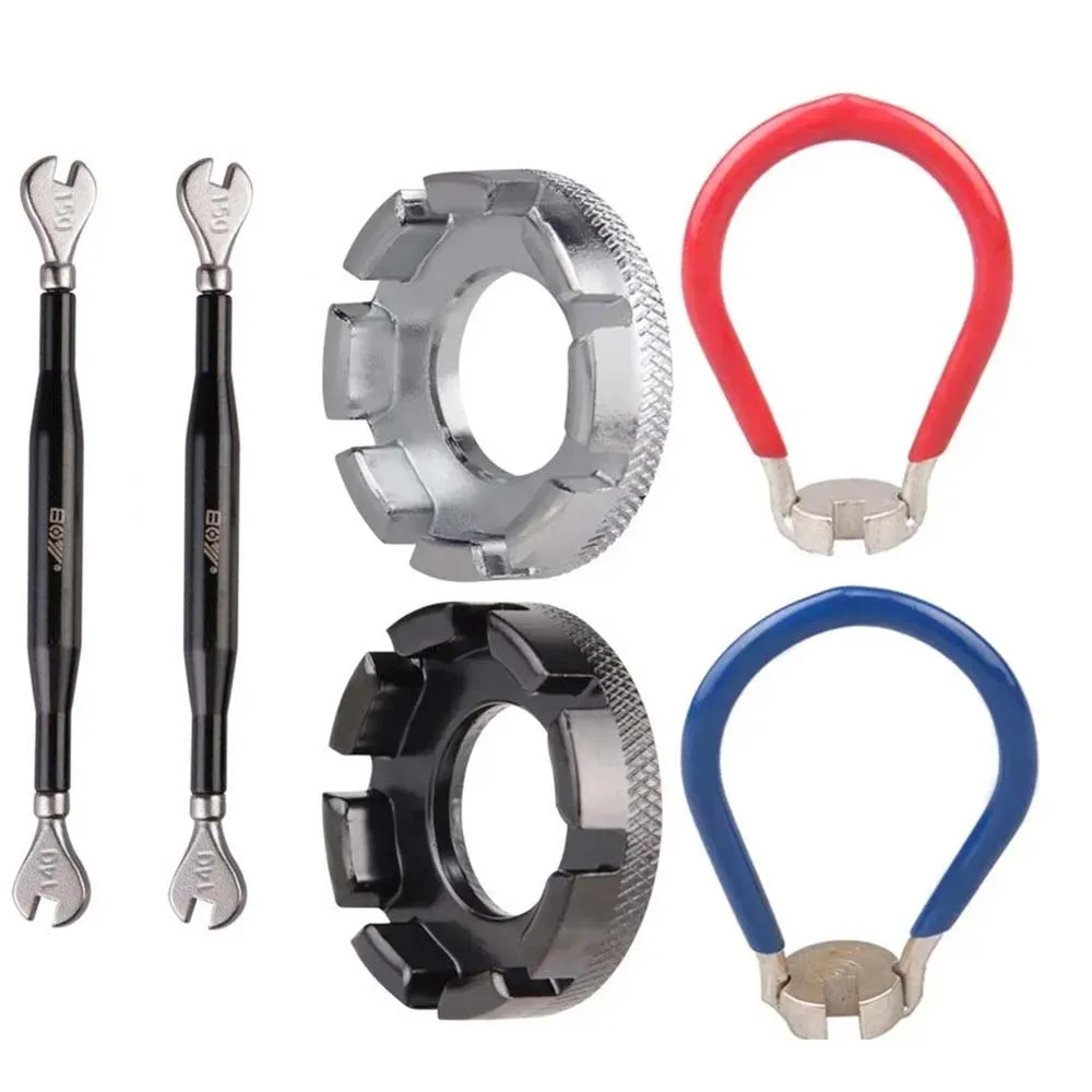 Mountain Bike Spoke Wrench Set 8 Sizes in Chrome-Molybdenum Steel Wheel Rim Truing Tool Kit for Bicycle Repairing