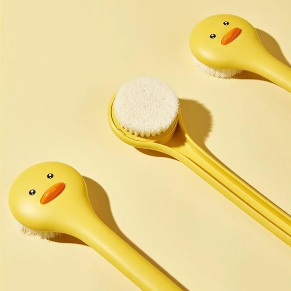 Creative Cute Duck Bathing Brush Soft Bristles Long Handle Shower Scrubber Hang Hole Yellow Bath Brush Exfoliation