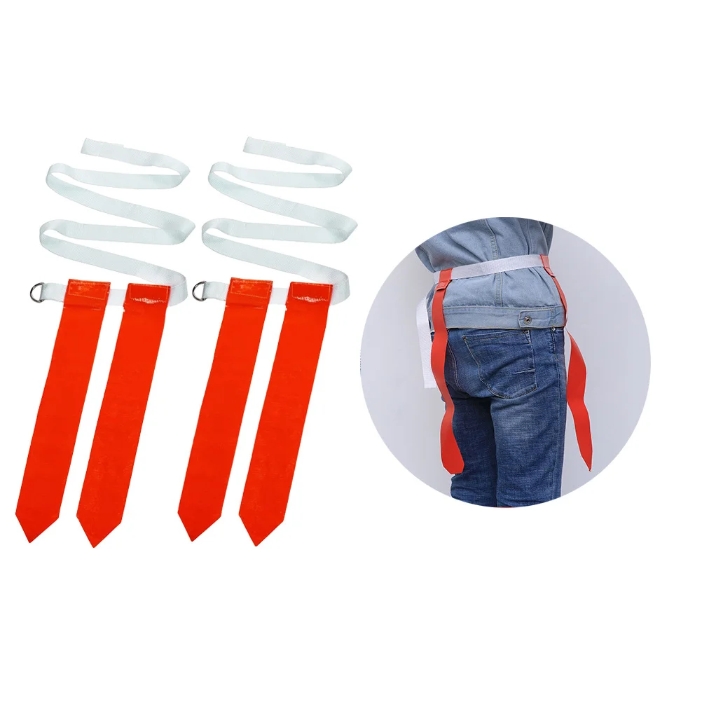 4Pcs American Football Waist Belt Flag Type Nylon Rugby Training Ribbon Game Streamer Set with Red Flags for Children