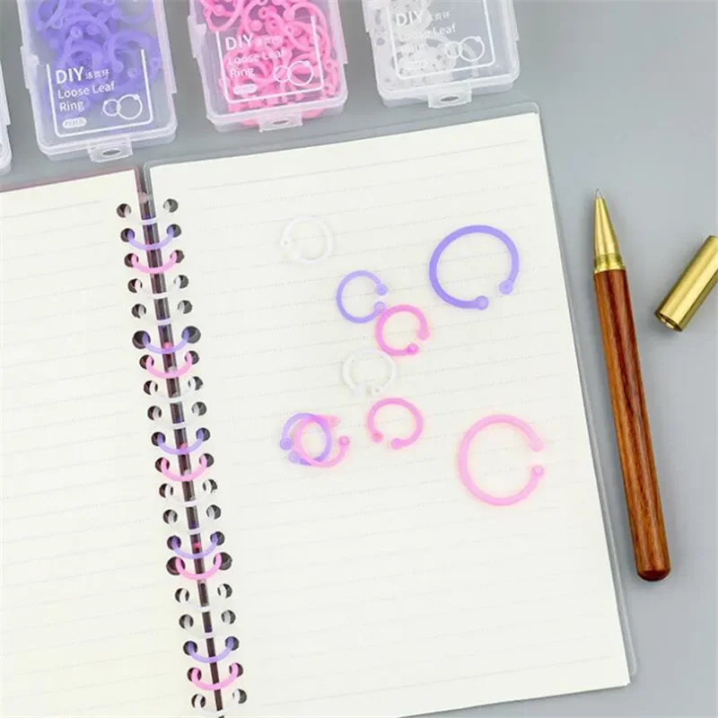 1 caixa 15/30mm álbum de plástico anel de livro folhas soltas anéis de cartão de caderno para material de pasta de escritório