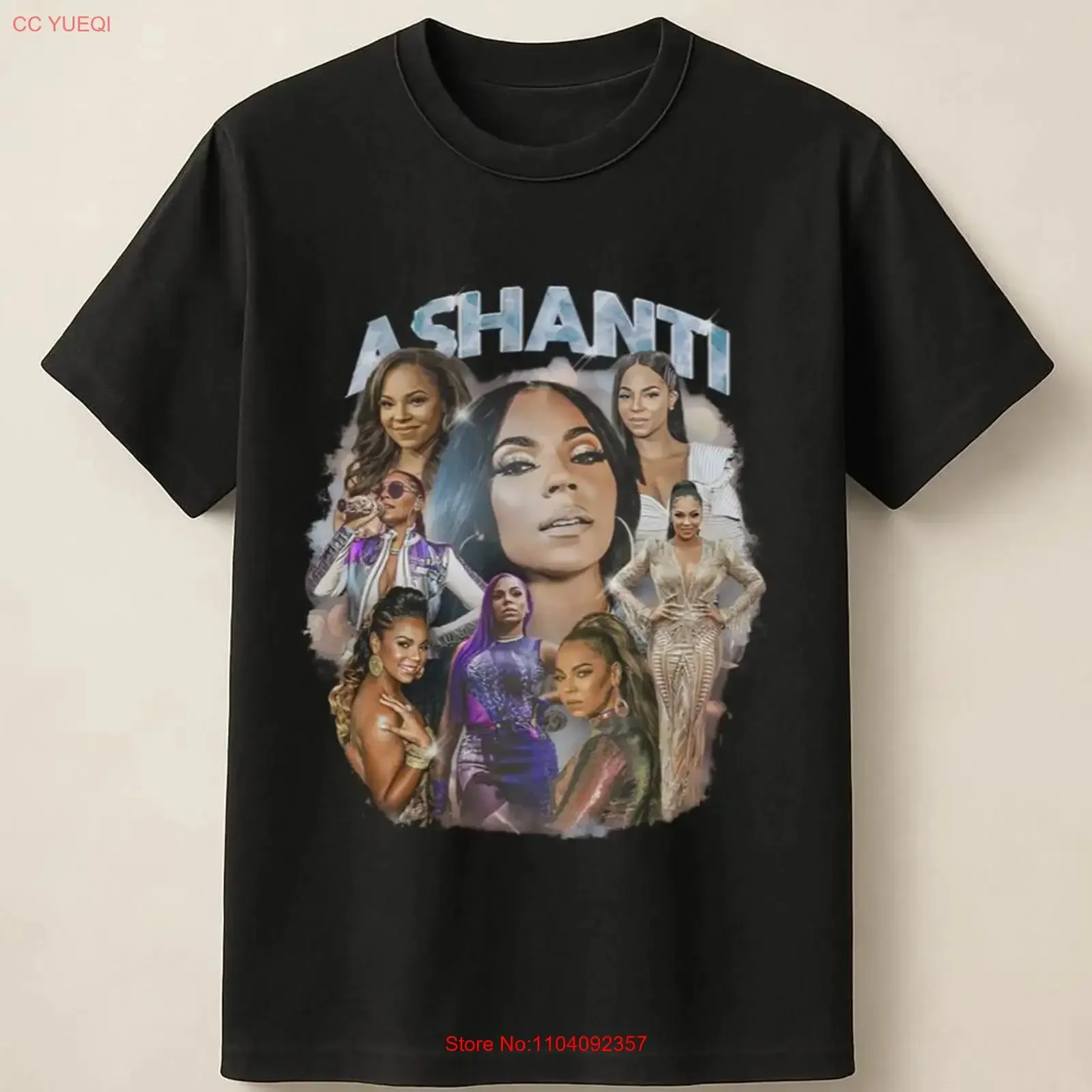 Camiseta Ashanti Photo Spread In Concert Looks con efecto de filtro de brillo, vintage, lavada, unisex, suave, cómoda, transpirable