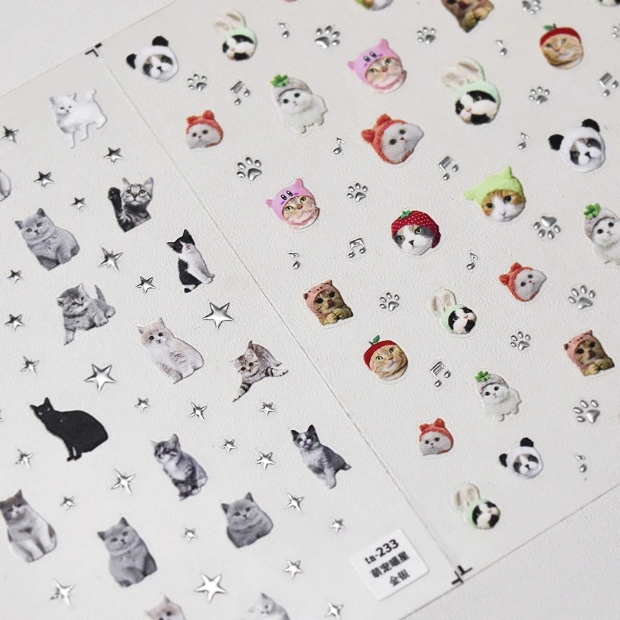 Schöne Hund Katze Tier Hase 3D weiche geprägte Relief selbstklebende Nail Art Aufkleber süße hübsche Welpe Kitty Star Maniküre Aufkleber – Detail 5