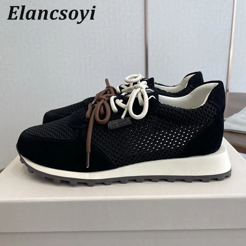 Sneakers für Damen, mit Perlen verziert, zum Schnüren, flache Schuhe, atmungsaktive Laufschuhe, Frühling und Sommer, Patchwork, dicke Unterseite, Freizeitschuhe