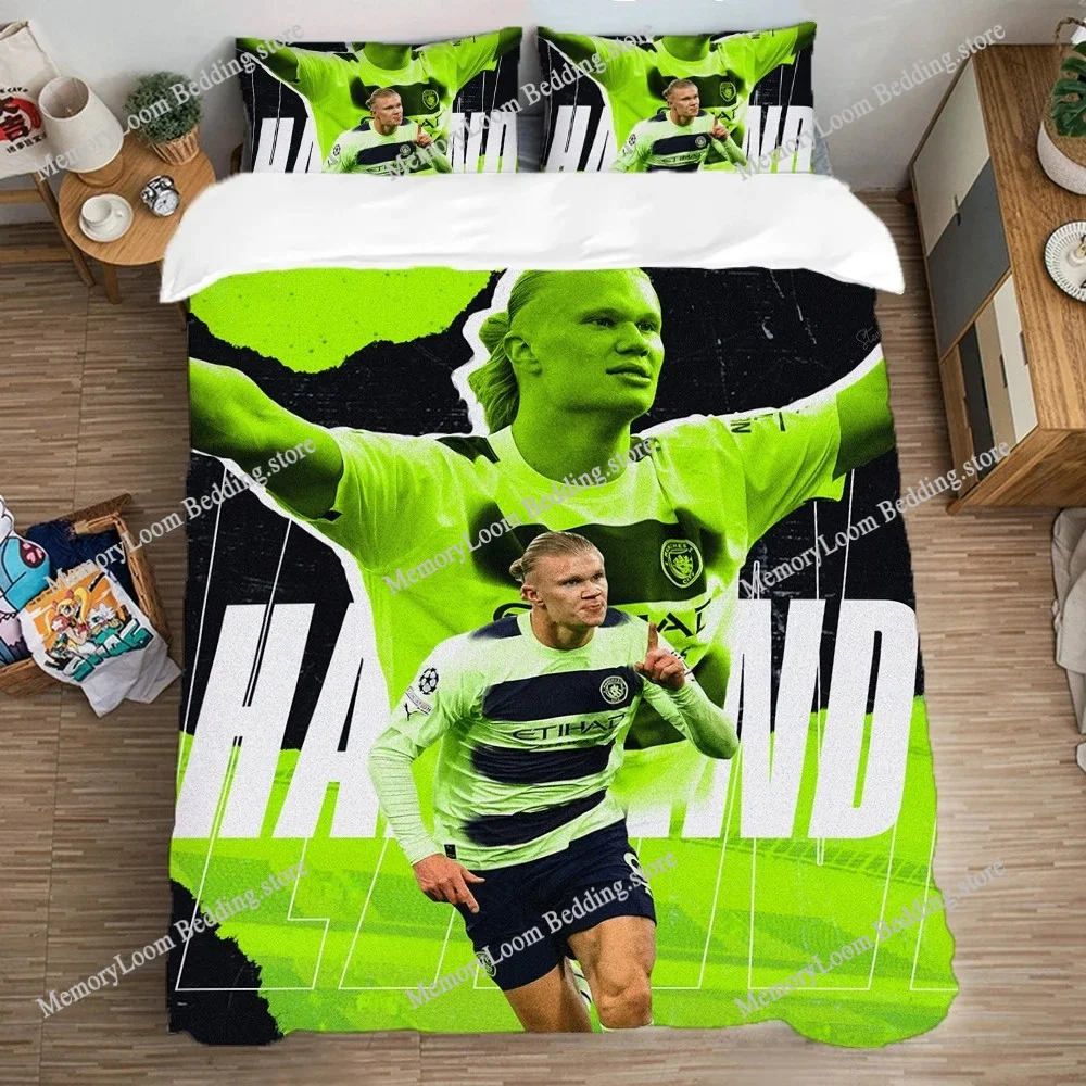 

Haaland Quilt Cover Multiple Sizes Duvet Cover Fun Cartoon Erling Comforter Sets Football Bedding Duvets Covers Home