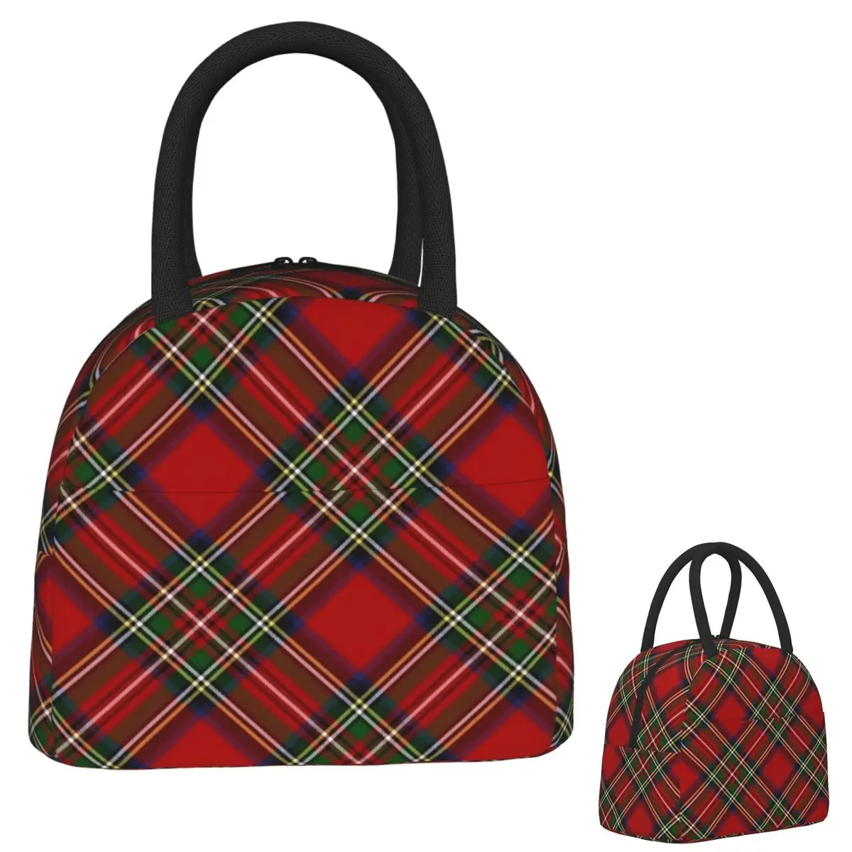 

Royal Stewart Tartan Cross Plaid Изолированная сумка для обеда для женщин и детей Портативные коробки для еды Термальный ланч-бокс Tote