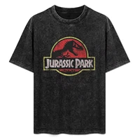 Jurassic Park clásico Retro rojo desgastado Logo camiseta ropa de calle hombre camiseta hombres camisetas altas