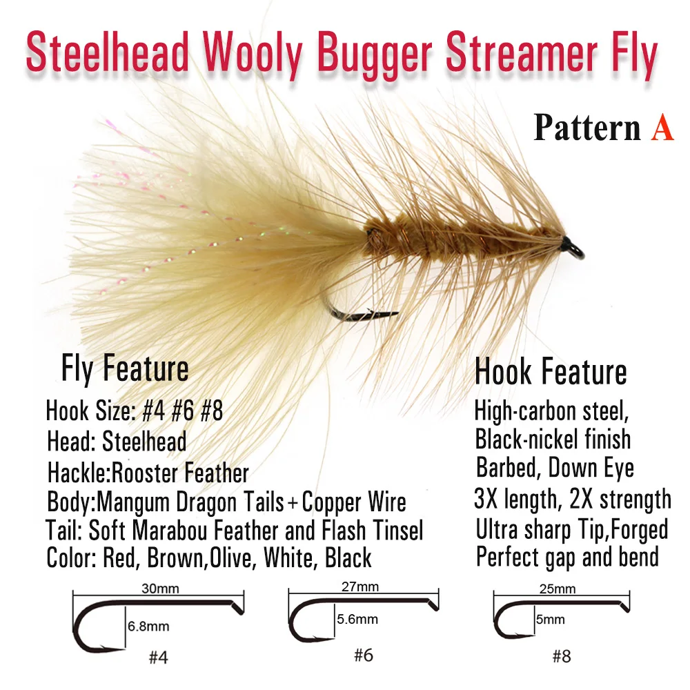 ICERIO Mosca Bugger Streamer Flashabou Cola de Cristal – Trucha Salmón - imagen 2