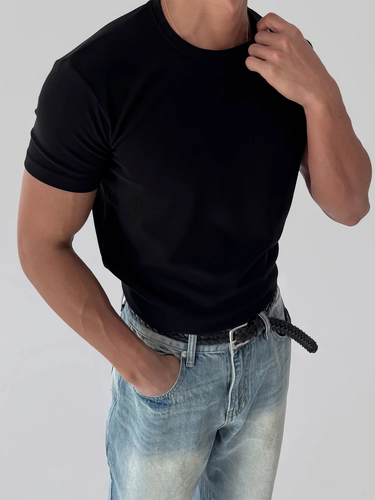 

Американская цветная круглая футболка Ne ort Sve, мужская летняя спортивная футболка Fitn Muscle ow, повседневная универсальная трендовая футболка для тела...