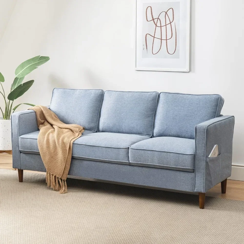 Modern Linen Fabric Loveseat / Sofa / Couch with Armrest Pockets，For Living Room Furniture Home