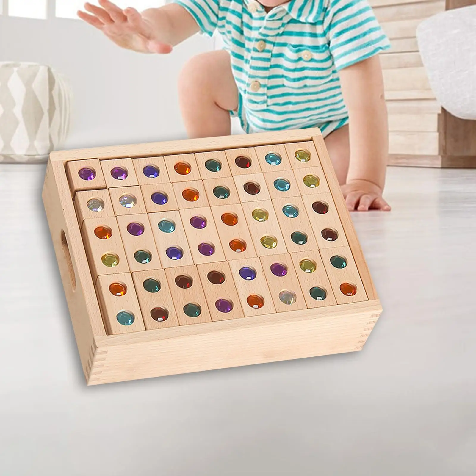 128 Stück Regenbogen Stapels piel Regenbogen blöcke Lehrmittel Acryl block Bau Spielzeug Holz Stapel blöcke für Kinder