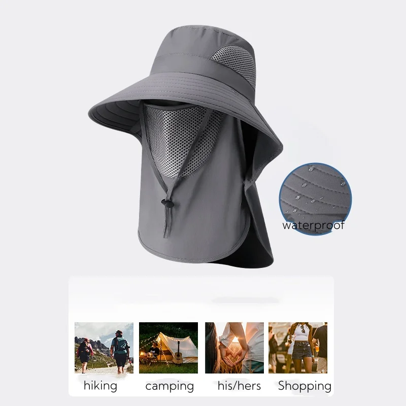 

Outdoor Surfing Hiking Camp Beach Sun Cap Fisherman Fishing Hat with Face Cover Neck Flap Women Men Wide Brim Bucket Hat