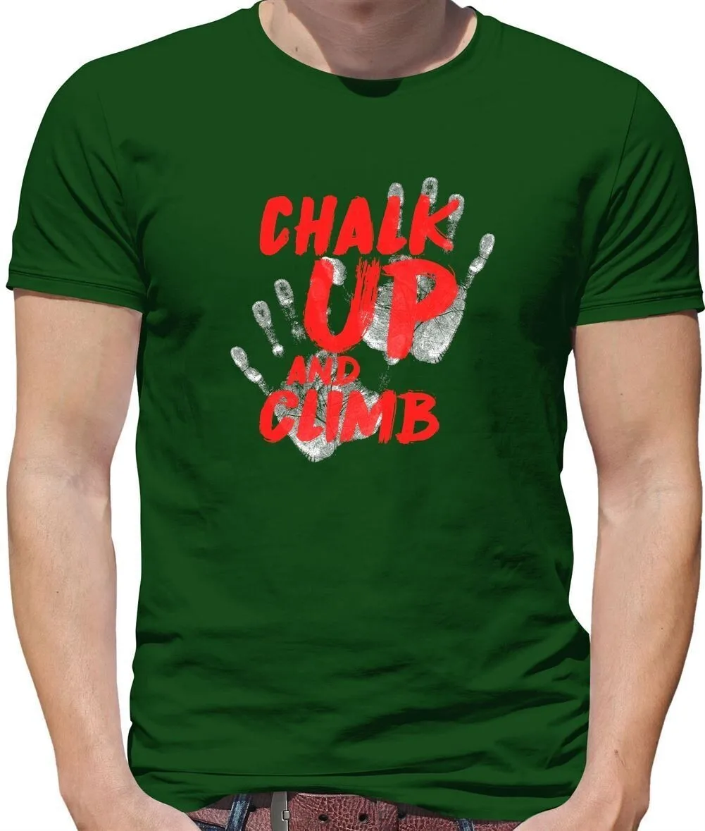 

Мел вверх и подъемник — мужская футболка — скалолазание в горах, домашнее оборудование