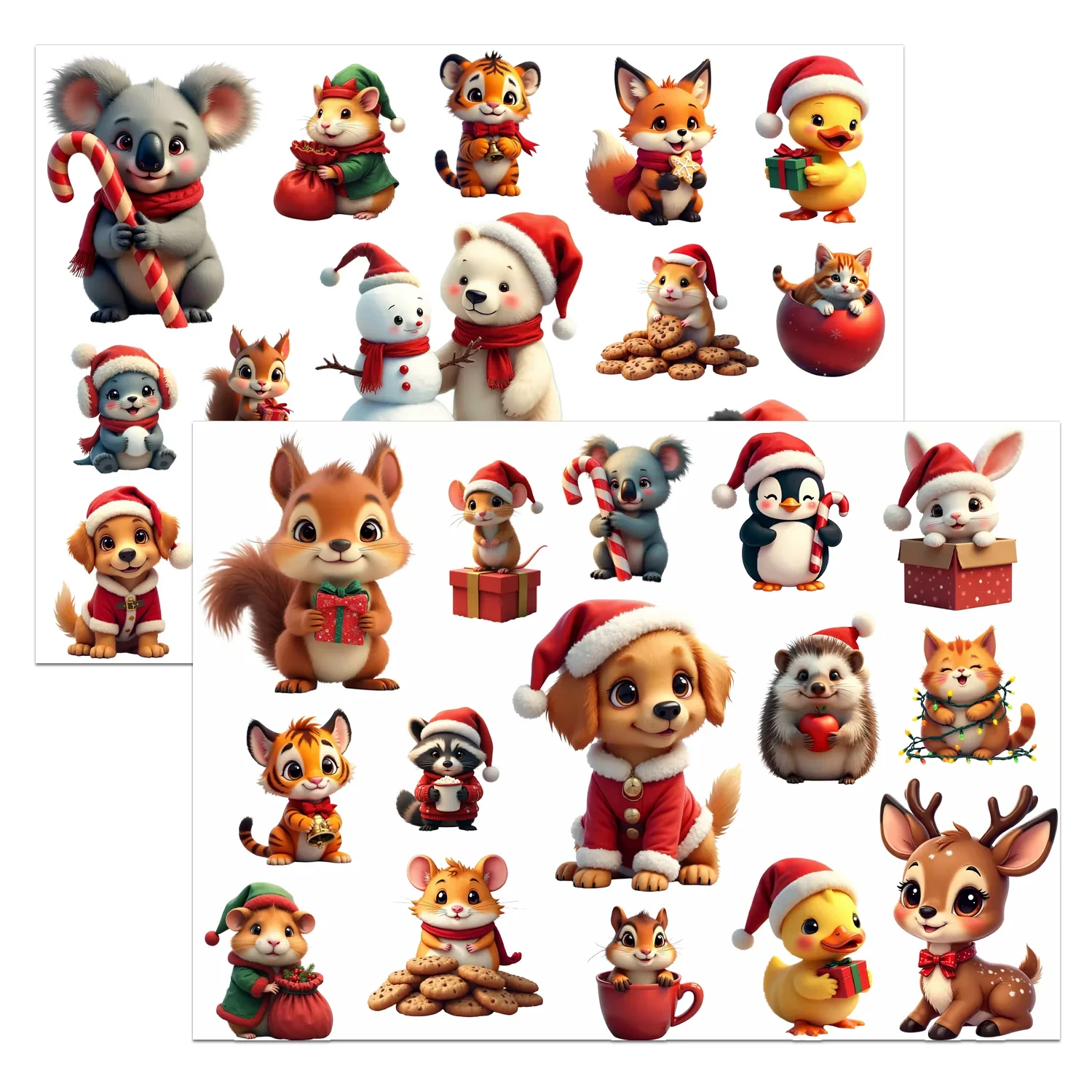 30Pcs Irregular Christmas Animal Stickers Set Lovable Waterproof Reusable No Residue DIY Craft Decor Festival Scrapbooking Label