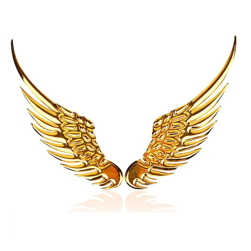 1pair Car Auto Motorcycle Body Sticker 3D Eagle Angel Wings Badge Style ABS Decals Silver/Gold Exterior Accessories