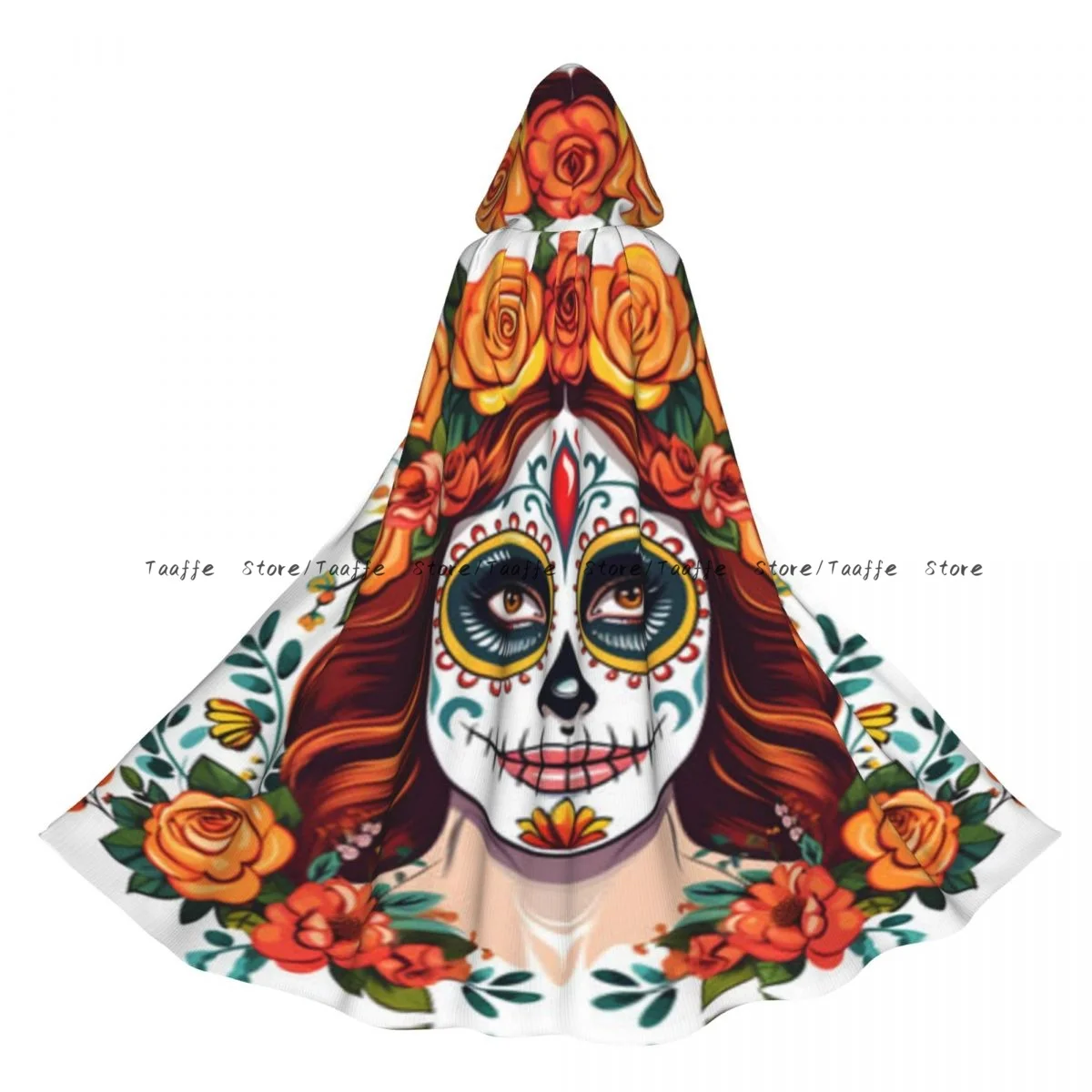 

Средневековый Хэллоуин косплей плащ пальто с капюшоном сахарный череп женщина в цветочном венеке накидка пальто длинный плащ костюм волшебник плащ