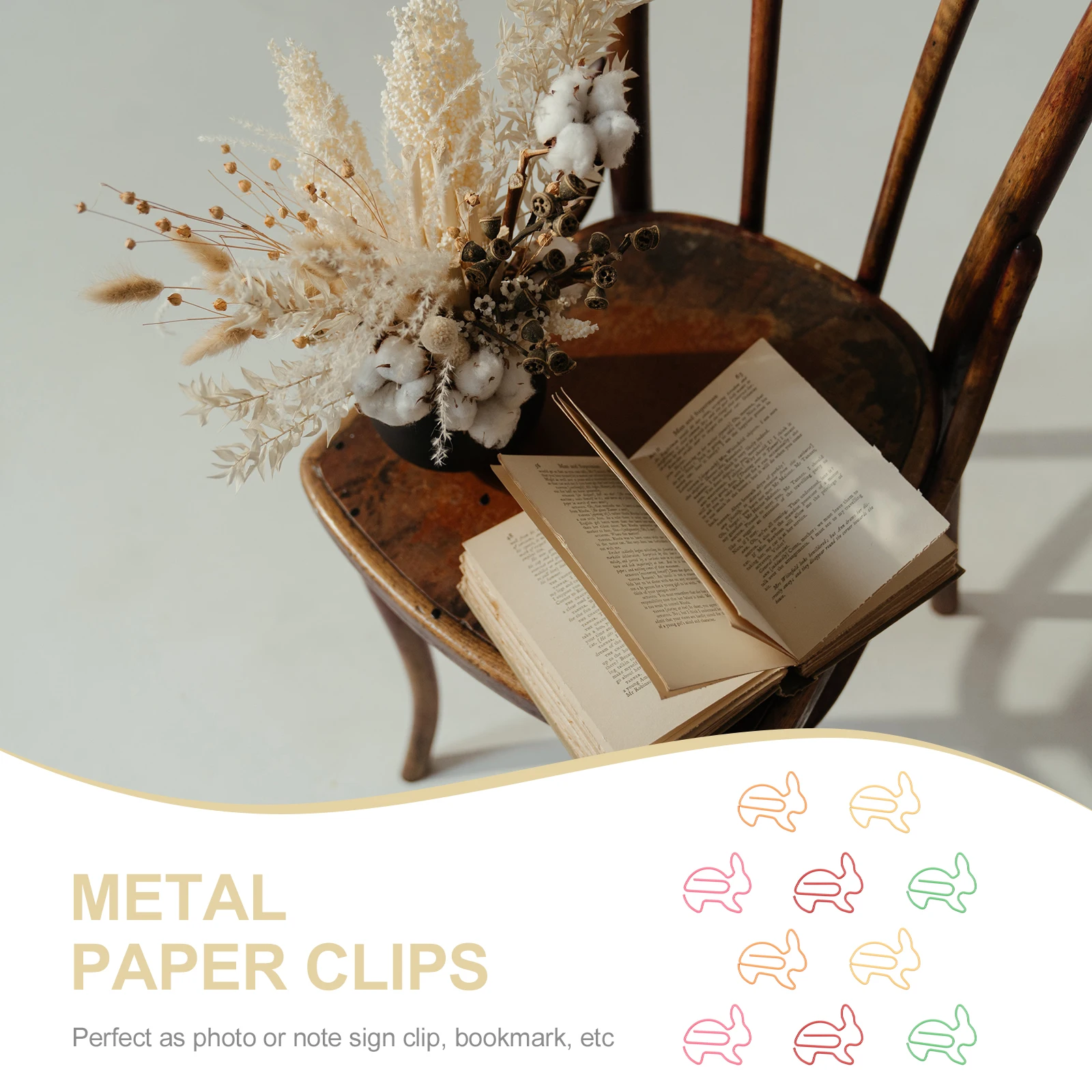 20 Pcs Metal Rabbit Paper Clip Clips Clamp Decorate Notepad Binding Pin Bookmark Colorful