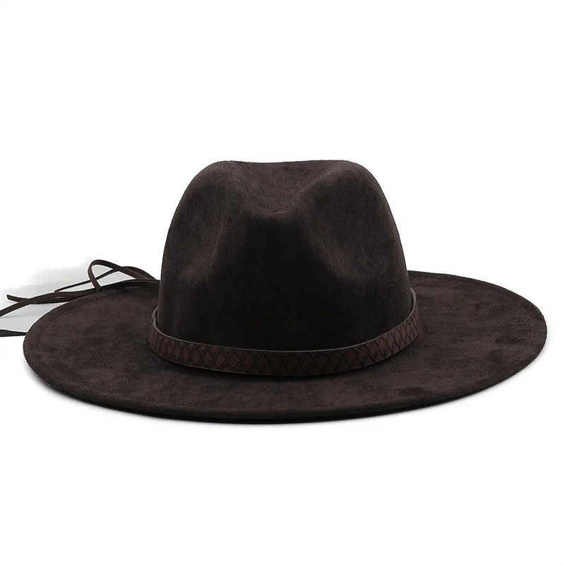 Solid color Suede fedoras panama hat felt hat for male Jazz hats cowboy hat for women and men winter men cap wide brim hat