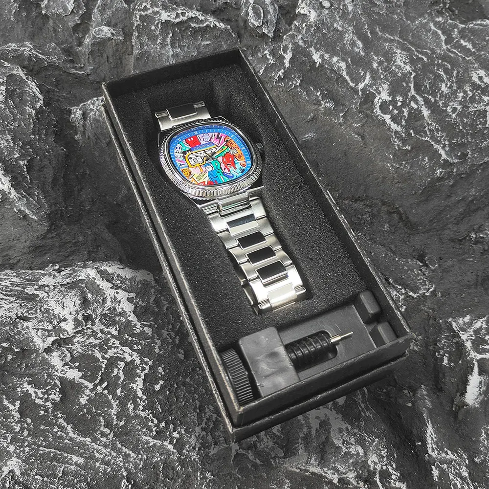 2025 Nuovi orologi al quarzo da uomo delle migliori marche Orologio quadrato con quadrante grande Orologio da polso sportivo da uomo Premium Manga Cartoon