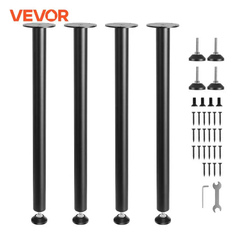 VEVOR 28/30 Inch Heavy Duty Desk Legs with Adjustable Foot Cup Reinforced Steel Office Table Furniture legs Set of 4 for DIY 