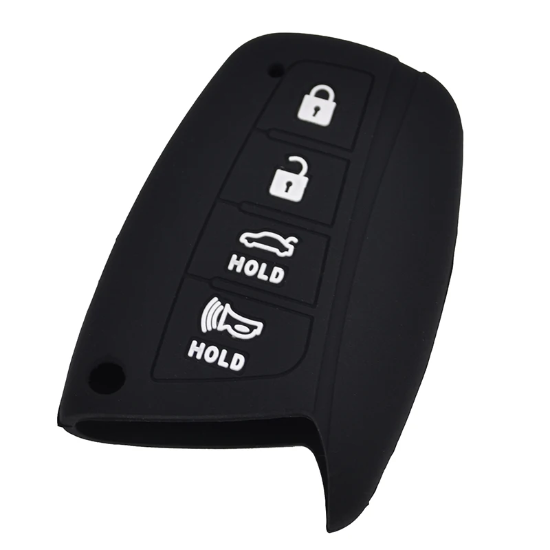 Funda de silicona para llave, carcasa Fob para Hyundai Santa FE DM Grandeur HG Sedan Genesis G80 Equus, juego de llaveros con soporte de 4 botones
