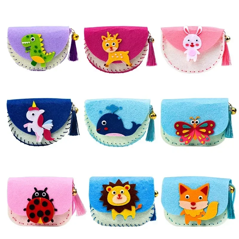 DIY Cute Cartoon Children's Handmade Non-woven Crossbody Bag Craft Kits Weaving Messenger Shoulder Handbag Coin Purse Bag