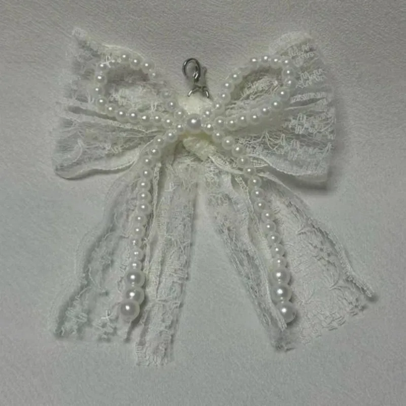 

2025 New Korean Sweet Pearl Bow Keychain Heart Pendant Keyring Y2K Aesthetic Key Holder for Girls Bag Pendant Accessories