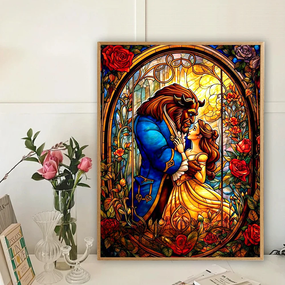 Disney Beauty And Beast Diamond Painting Princess Full Round Drill Mosaic Handmade Home Decoration Art Kits For Kids Gift