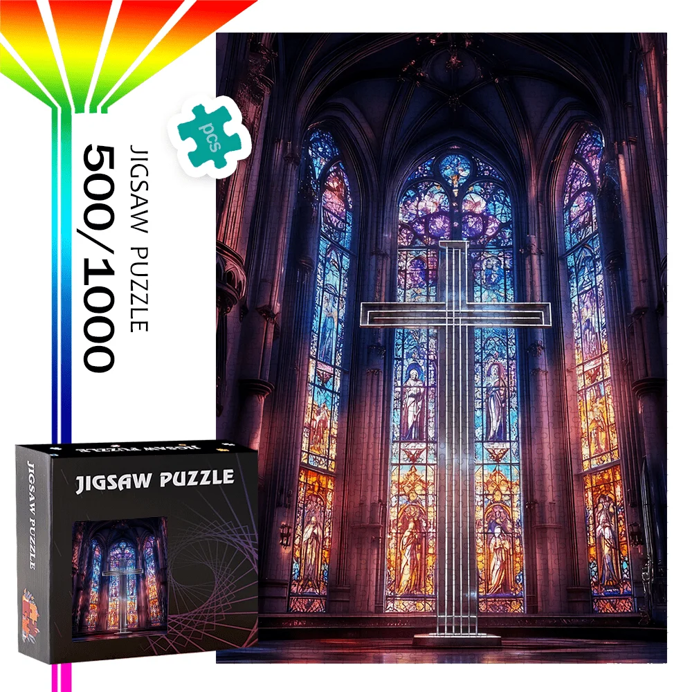 

500 шт./1000 шт. церковные и строительные пазлы, подходящие для s & - портативные сложные головоломки «сделай сам» для путешествий, для /Chr