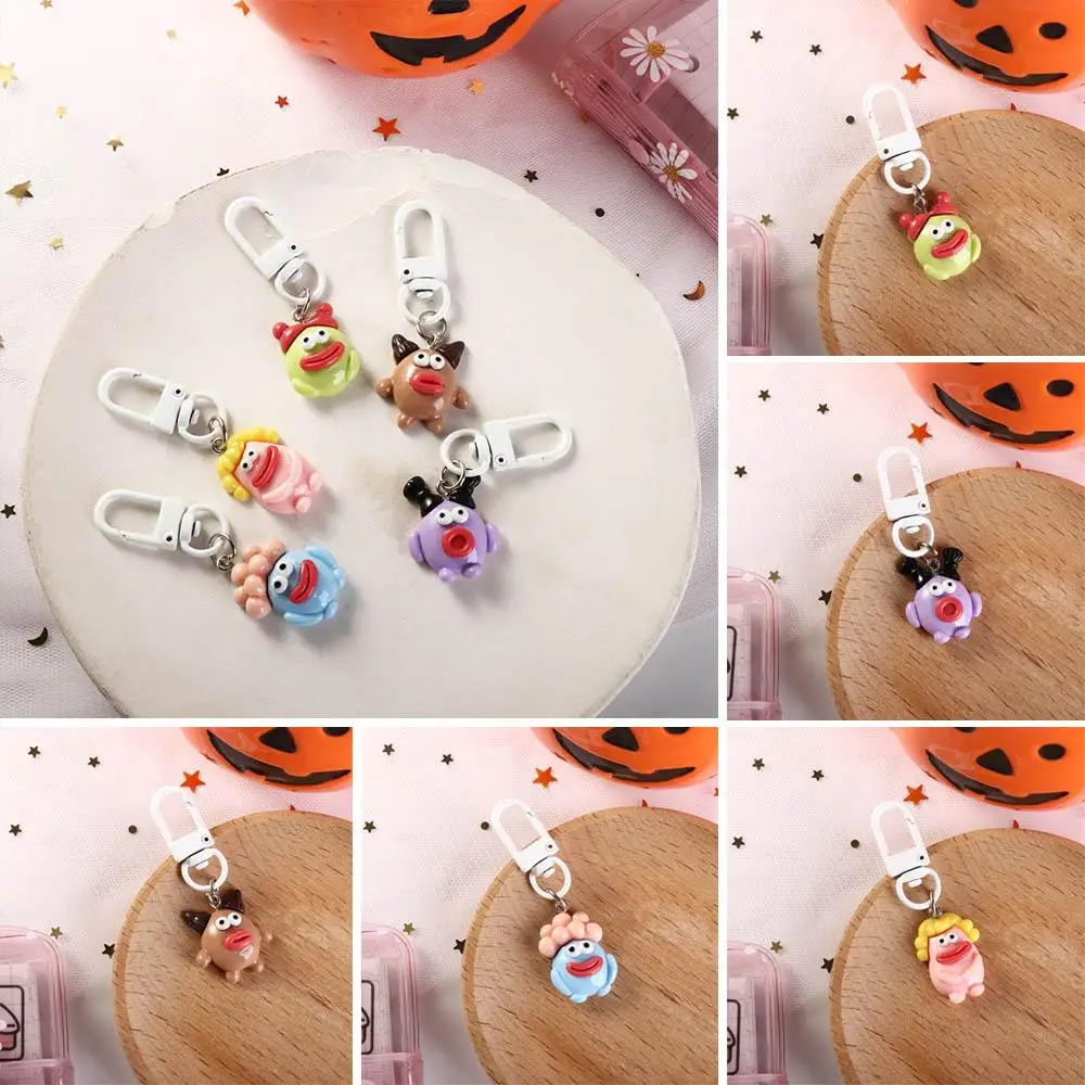 Fun Cute Funny Clown Keychain Cartoon Kawaii Sausage Mouth Pendant Resin Fashion Big Mouth Keyring Bag Hanging