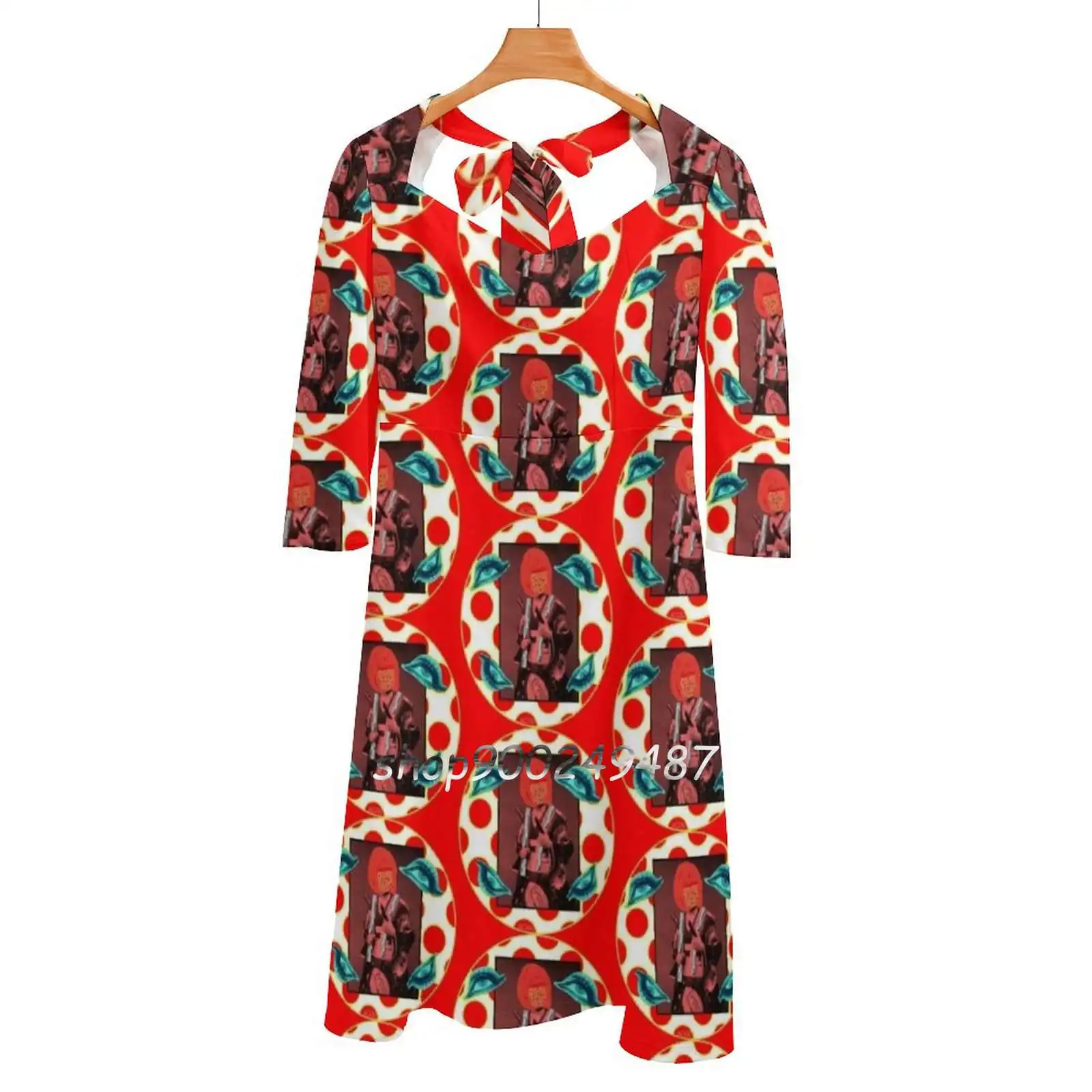 

Tribute To Yayoi Kusama Flare Dress Square Neck Dress Elegant Female Fashion Printed Dress Ac1313 Artist Woman