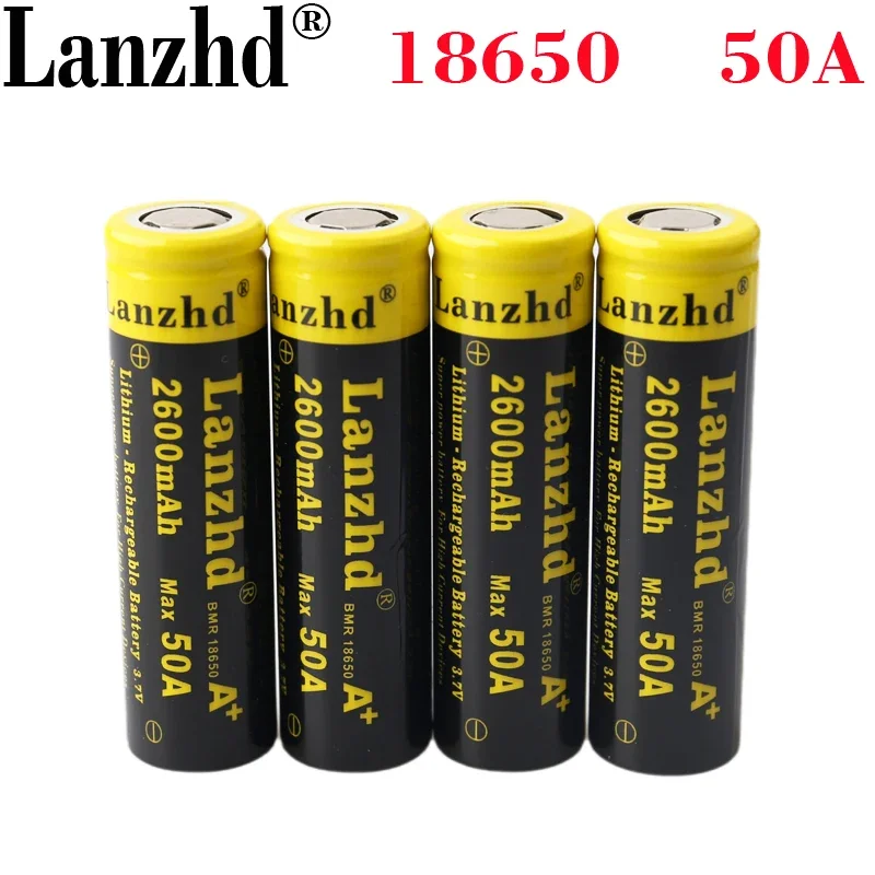 

4PCS Large current 10C 18650 50A batteryt 3.7V 2600mA 26A lithium-ion battery for LED Flashlight Electric Drill Toy Car