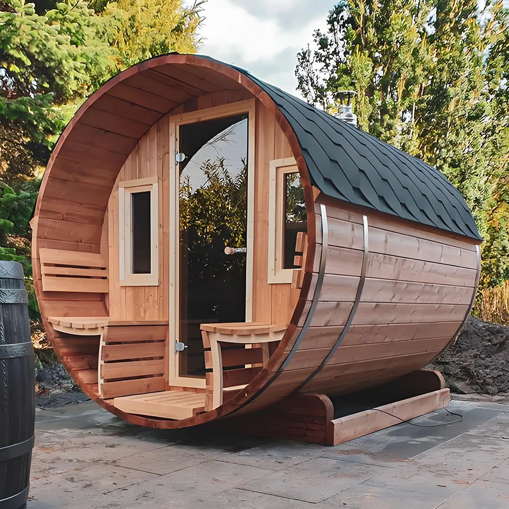 STLFEl precio de fábrica de la sala de sauna con bañera exterior de madera de abeto y hemlock más vendida y sala de sauna de vapor seco y húmedo