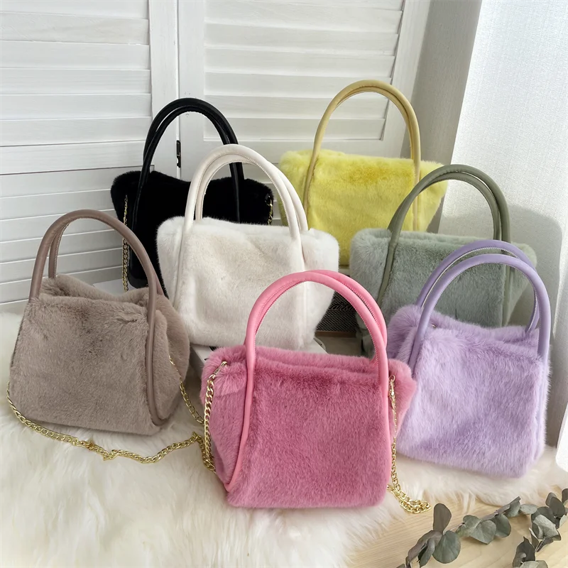 JODesign-Sac fourre-tout en fausse fourrure pour femme, sac à bandoulière en peluche, haute qualité, luxe, hiver, nouveau