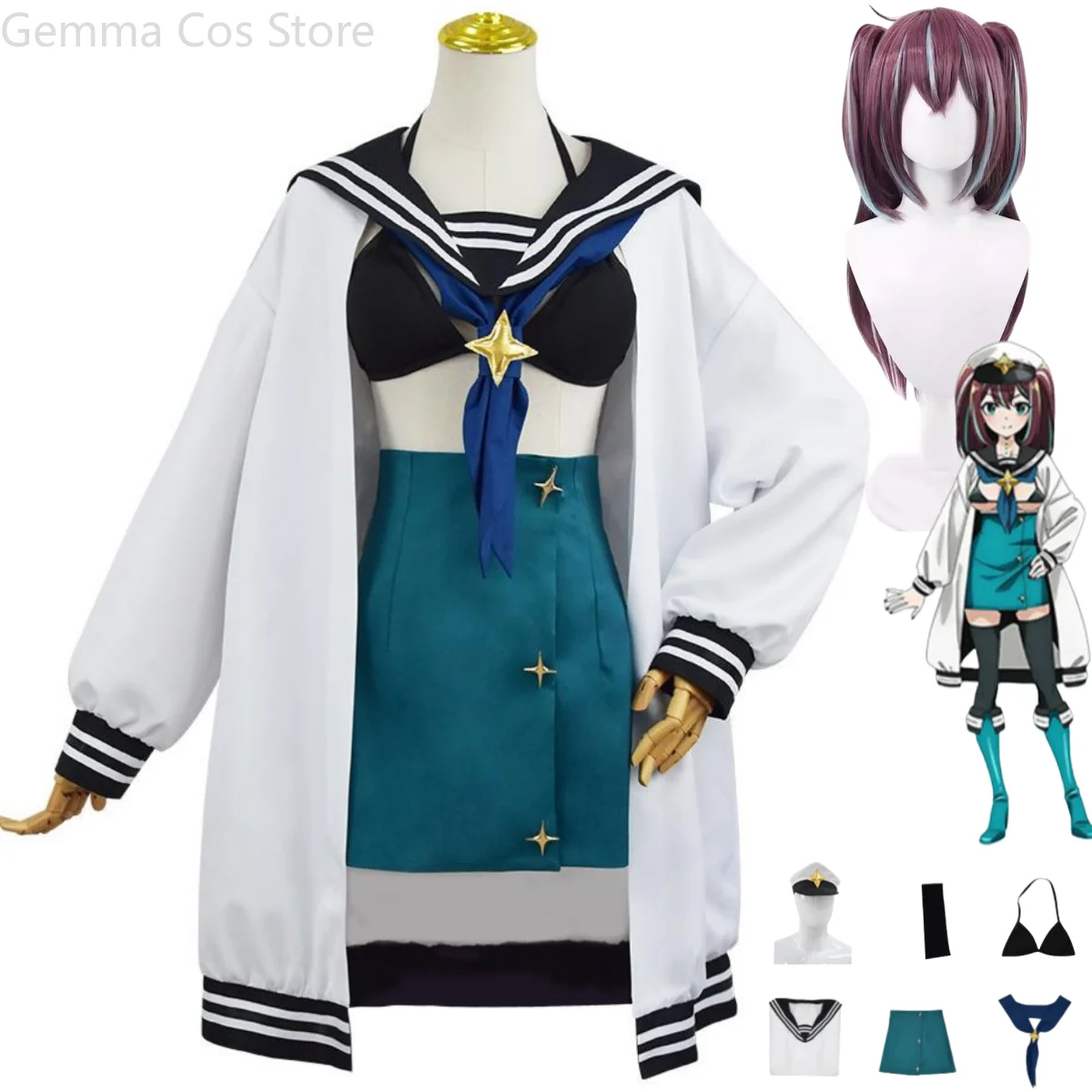 

Anime I Admire Magical Girls Gushing Over Magical Girls Akoya Matama Cosplay Costume Loco Mujica Wig Uniform Woman Sexy Suit