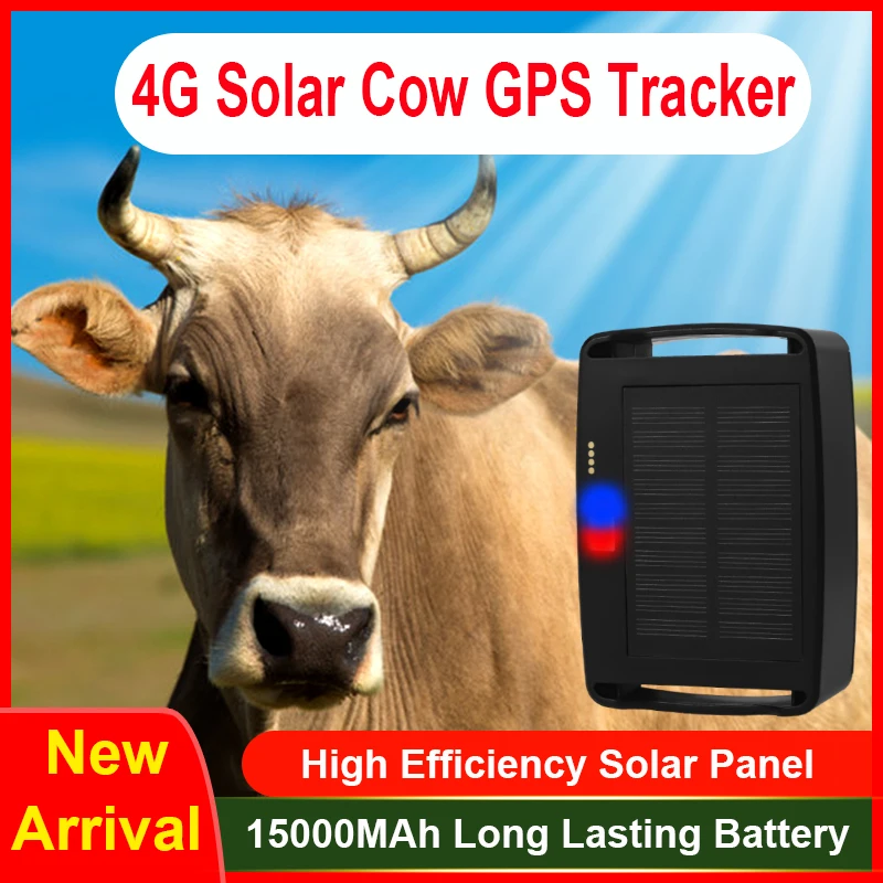 4G Cattle Sheep GPS Tracker with Solar Charging Anti Lost Tracking Real Time Location Updates Livestock Collar for Farm Grazing