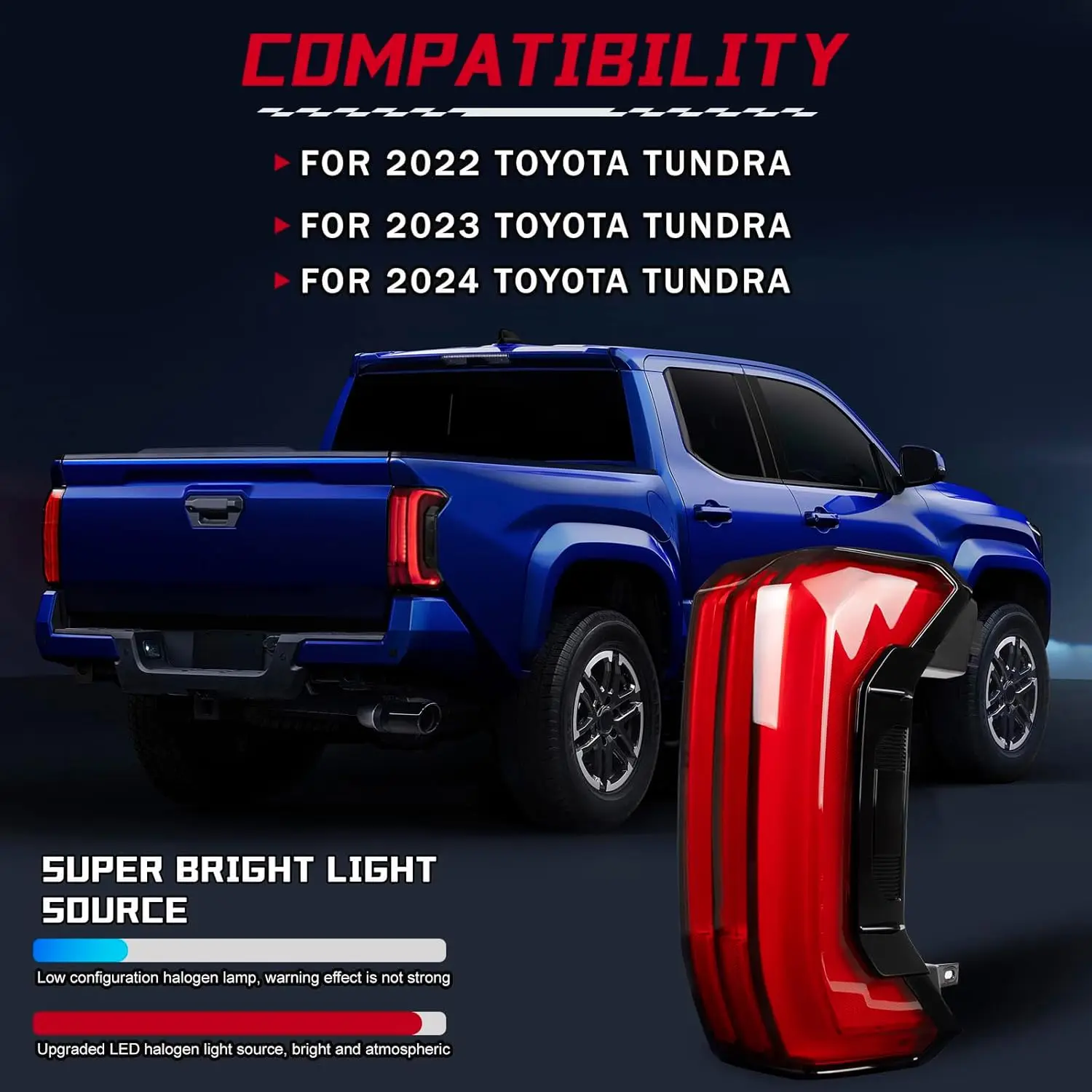 

1PC Right LED Tail Light Assembly For Toyota Tundra 2022-2024 3Pin Rear Lamp Brake Taillight Without Tailgate Switch 81550-0C130