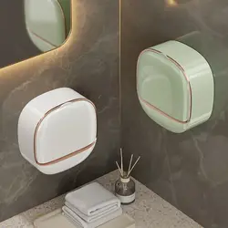 Wall Mounted Soap Dish With Drainage Box Waterproof Punch-Free Bathroom Drain Soap Box Soap Storage Case Bathroom Accessories